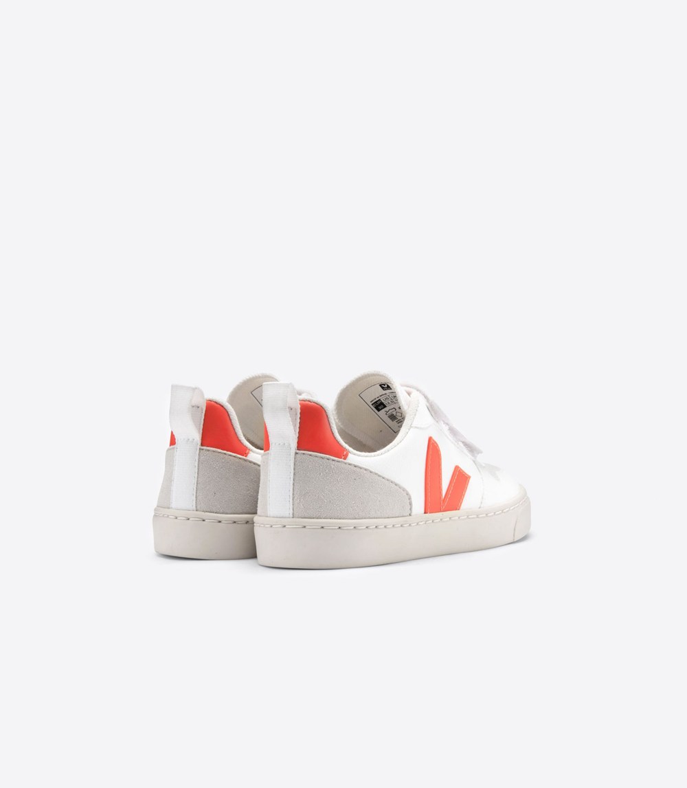 Tenis Veja Niños - V-10 Velcro Cwl - Blancos/Naranjas - 185SVLAKN